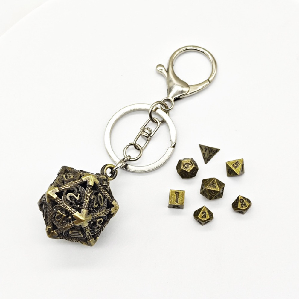 Board Game Io - 1 Ensemble de porte-clés dés métalliques